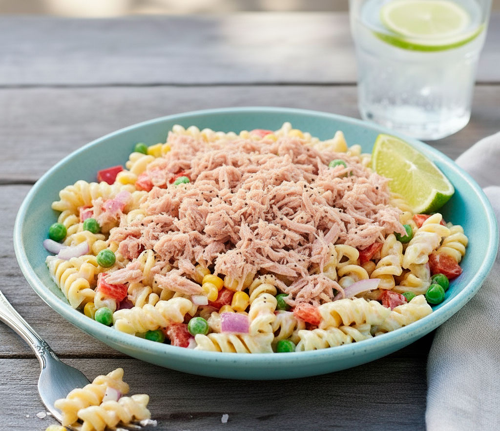 Ensalada-fría-de-pasta-con-atún