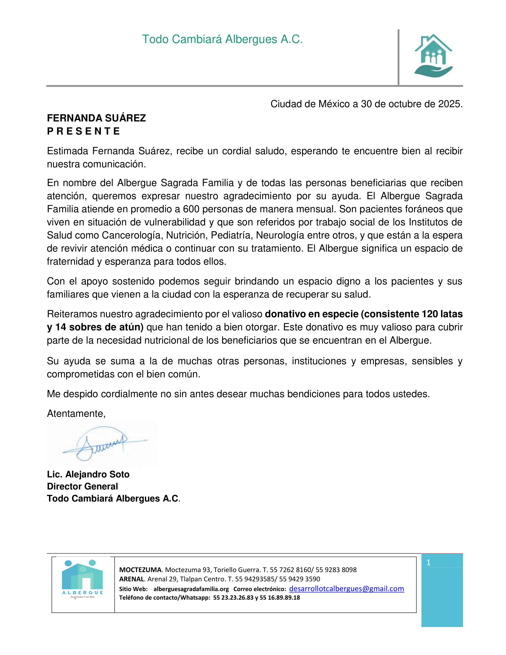 agradcimiento-tuny-albergue-sagrada-familia